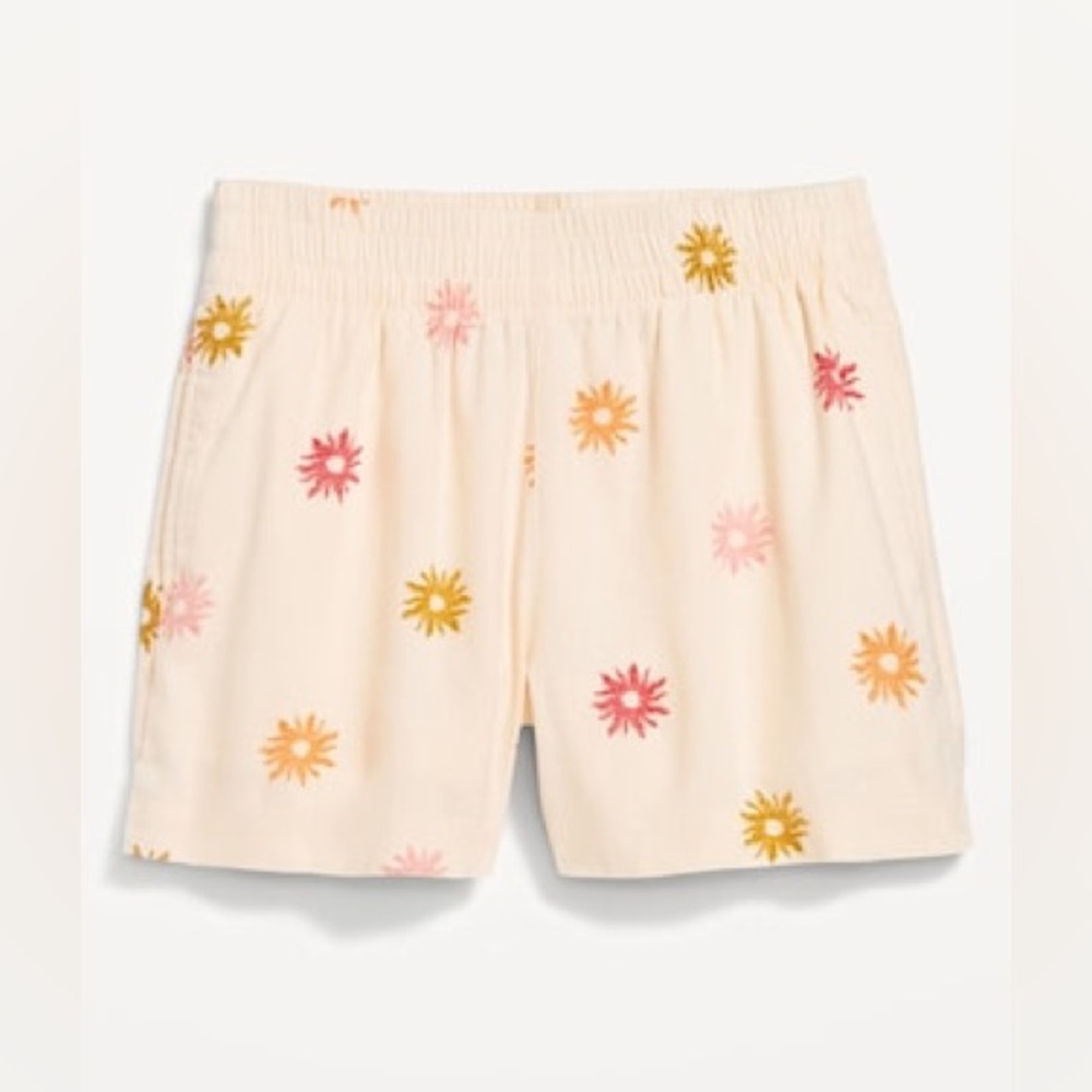 NWT Old Navy Linen Blend Embroidered Sun Shorts (Size M)
